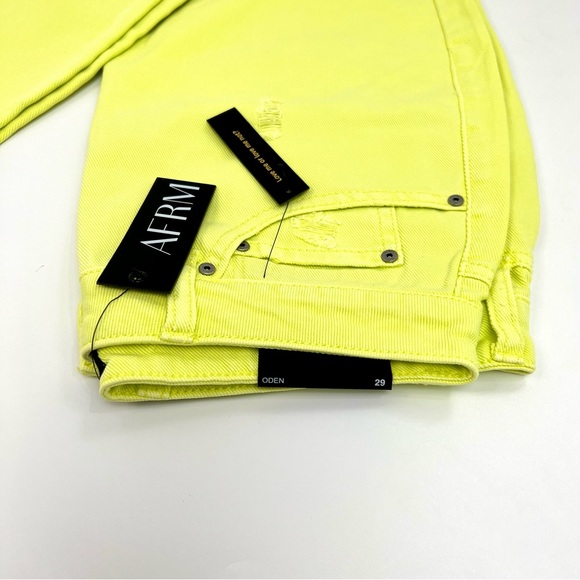 AFRM Sunny Lime Oden Distressed High Waist Wide Leg Jeans - NEW - Picture 5 of 7